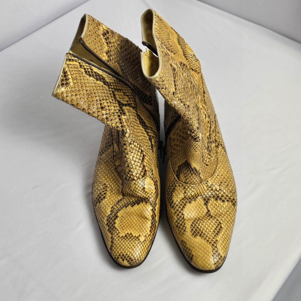 Brass Boot Mens Snakeskin Side Zip Ankle Boots Made in Spain Size 9